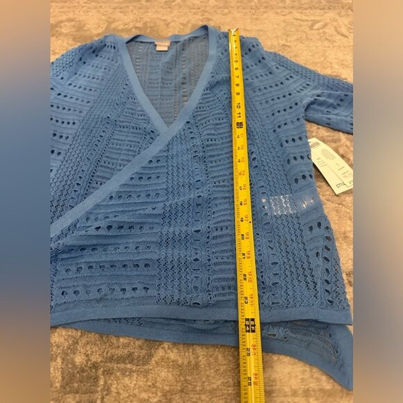 NWT Women’s Chico’s Open Cardigan Large/sz  2 The Front Pointelle 3/4 Sleeve $80 - Picture 8 of 9